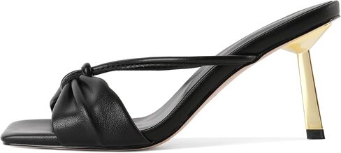 Soireelady Womens Heeled Mules Square Open Toe Stiletto High Heeled Sandals Slip On Bow Heel Slide Heels Dress Shoes 3.5 Inch in Saudi Arabia