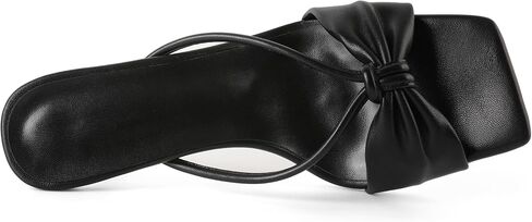 Soireelady Womens Heeled Mules Square Open Toe Stiletto High Heeled Sandals Slip On Bow Heel Slide Heels Dress Shoes 3.5 Inch in Saudi Arabia