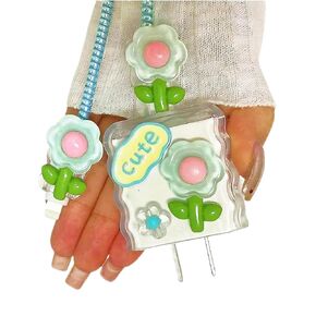 Cute Cable Protector Cover for iPhone Charger,3D Flower Bowknot Charger Cord Protector for Women Girl,DIY 5 in 1 Data Cable Charger Accessories Phone Cord Protector for iPhone 8 13 14 15 Plus Pro Max