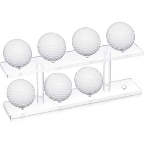 2 Pcs Golf Ball Display Rack 8 Balls Clear Acrylic Golf Ball Display Case Holder Golf Ball Small Ball Table Tennis Display Stand Shelf Double Layer