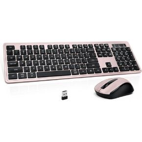 Wireless Keyboard and Mouse, 2.4GHz Cordless Keyboard Mouse Combo, Optical Mouse, Plug and Play USB Receiver, Compatible with Windows, Mac, Laptop, and PC (Black Pink)