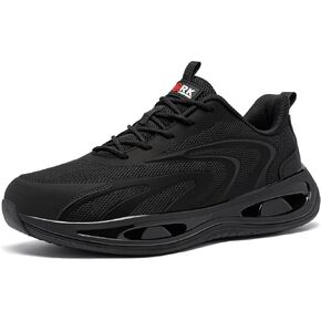 أحذية LARNMERN ذات المقدمة الفولاذية للنساء أحذية عمل مضادة للانزلاق أحذية رياضية آمنة خفيفة الوزن ومريحة حذاء تنس يدعم قوس القدم (10 نساء، أسود) in Kuwait