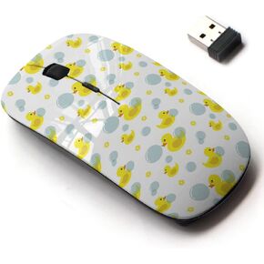 2.4G Wireless Mouse with Cute Pattern Design for All Laptops and Desktops with Nano Receiver - Cute Ducks Bubbles