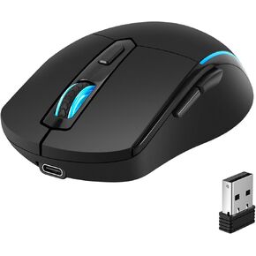 Ergonomic 2.4 GHz Wireless Optical Mouse, 800/1200/1600/ Adjustable DPI Settings, Compatible with PC, Mac, Laptop - Black