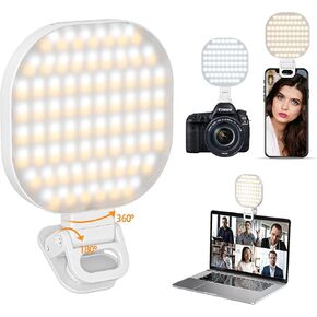 Selfie Light, 80 LED Phone Light High Power Rechargeable Amazon Video Conference Fill Light, Portable Light with Clip, 3 Light Modes for Phone, iPhone, Android, Laptop, Makeup, TikTok, Selfie, Vlog