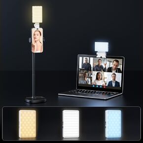 DIMONCOAT 80 LED Selfie Light, Phone Light Rechargeable Clip Fill Video Conference Light with 2 Clips, Adjusted Multiple Light Modes for iPhone, iPad, Laptop, TikTok, Makeup, Live Stream, Vlog