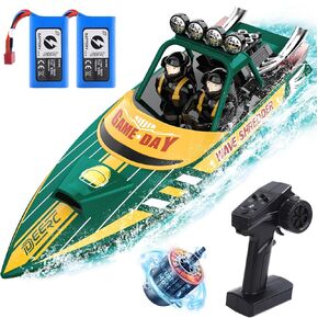 DEERC Fast Brushless RC Shark Boat for Adults, 30+MPH 3S High Speed Remote Control Boat, Self-righting 2.4Ghz Speed Boat with LED Lights, Summer Toy Gift for Kids…