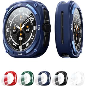 5 Pack Bumper Case, 3 Pack Tempered Film Compatible with Samsung Galaxy Watch 7 47mm Case TPU Soft Rugged Bezel for Galaxy Watch 7 Ultra Screen Protector