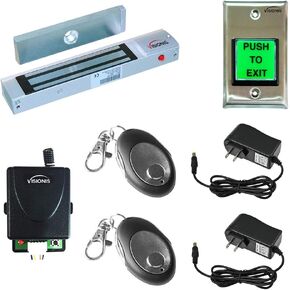 Visionis FPC-8926 One Door Access Control Inswinging Door 300lbs Electromagnetic Lock Alert Buzzer Kit with Wireless Receiver and Remote Magnetic Lock System