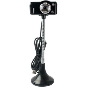 HamiltonBuhl SuperFlix 720p HD Webcam with Gooseneck Stand - Features Built-in Infrared LED Light, 5MP CMOS Sensors and 1080 x 720 Resolution, Silver, Black