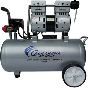California Air Tools 8010AAD Ultra-Quiet 8-Gal Aluminum Tank 1 HP Oil-Free Air Compressor with Automatic Drain Valve