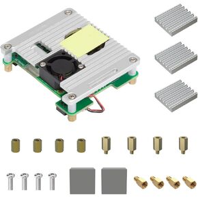 UCTRONICS PoE Hat for Raspberry Pi 5, Power Over Ethernet HAT for Raspberry Pi 4B/3B+, Support 802.3af PoE Network Standard with Heatsinks and Onboard Cooling Fan