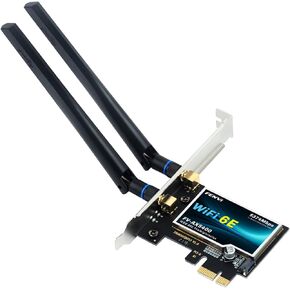 بطاقة WiFi 6E PCIe WiFi مع BT 5.3، ومحول الشبكة اللاسلكية AX5400 لأجهزة الكمبيوتر المكتبية، 2.4 جيجا هرتز/5 جيجا هرتز/6 جيجا هرتز، حتى 5374 ميجا بت في الثانية، مع هوائي وقوس منخفض المستوى، يدعم Win 11/10 (64 بت) in Kuwait