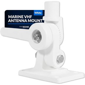 Five Oceans Marine VHF Antenna Mounts - VHF Antenna Mount, Marine Radio Antenna Mount with Adjustable Ratchet - White Nylon - FO4766