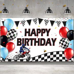 Sumind Dirt Bike Birthday Decoration Backdrop Banner Motocross Dirt Bike Racing Dirt Bike Themed Birthday Party Supplies for Teenagers Adults, 72.8 x 43.3 Inch