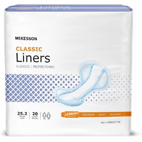 McKesson Ultra Incontinence Liners - Heavy Absorbency, Contoured, Unisex, Adult - One Size Fits Most, 27 1/5 in Long, 20 Count, 4 Packs, 80 Total