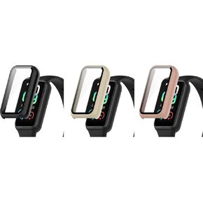 Chofit Case Compatible for Amazfit Band7 Screen Protector with Tempered Glass,Screen Protector Watch Case Cover Hard PC Bumper for Amazfit Band7 Accessories (Black/Clear/Blue/Green)