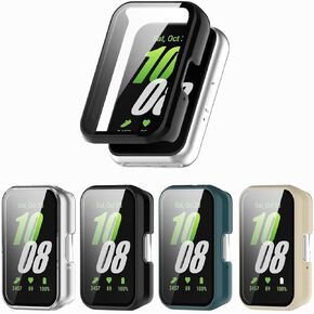 [عبوة من 4 قطع] حافظة حماية للشاشة متوافقة مع ساعة Samsung Galaxy FIT 3 [2024] الذكية، غطاء رفيع للغاية مقاوم للخدش مع زجاج مقسى للنساء والرجال