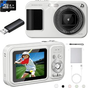 Digital Camera, Autofocus 48MP Point and Shoot Digital Camera, FHD 1080P Vlogging Camera with 32GB Card, 16X Zoom Anti-Shake Kids Camera, Compact Small Camera for Boys Girls Teen