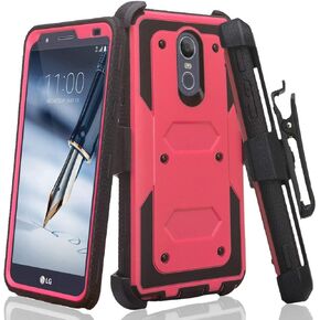 حافظة Galaxy Wireless لهاتف LG Stylo 5/LG Stylo 5 Plus، سلسلة متينة مع [واقي شاشة] مدمج [واقي شاشة] غطاء متين لكامل الجسم [مشبك حزام دوار] [مسند] - أسود in Kuwait