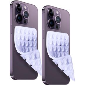 2PCS Silicone Suction Phone Case Adhesive Stand - Hands-Free, Power Grip Holder for Selfie & TIKTOK Video - Durable, Easy to Use - Compatible with iPhone and Android (Black)