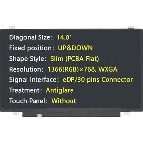 استبدال شاشة جديدة لـ NT140WHM-N41 NT140WHM-N41 V8.0 NT140WHM-N41 V8.1، موصل eDP 30 دبابيس، 1366(RGB)×768، WXGA، مضاد للوهج، شاشة LED LCD