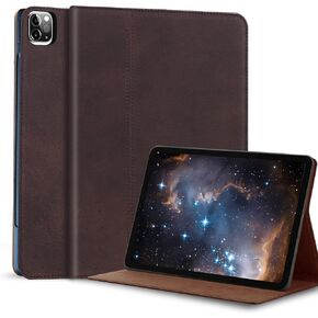 Gexmil Genuine Leather Case for iPad Pro 13 Inch M4 2024 with Adjustable Stand,Protective Shockproof Premium Leather Smart Folio Cover Auto Sleep/Wake Anti-Slip, Buffalo Brown