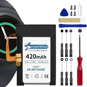 for Samsung Galaxy Gear S2 Classic Battery Upgraded [420mAh] EB-BR730ABE Battery for Gear S2 SM-R730 S2 Classic SM-R735 Gear Sport SM-R600 Replacement with Repair Tool Kit+Screws