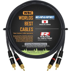 Canare 3.5 Foot RCA Cable Pair - Made GS-6 Audio Interconnect Cable and Neutrik-Rean NYS Gold RCA Connectors - Custom Made by Worlds Best Cables in Saudi Arabia