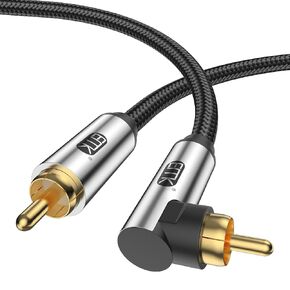 EMK 90 Degree Subwoofer Cable,RCA Male to Male Digital Coaxial Audio Cable for Television, DVD Player, Gaming Console, Projector, Speaker (10FT/3M)