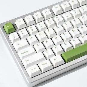 Gliging 135 مفتاحًا PBT Keycaps Cherry Profile DYE-Sub موضوع أبيض أخضر نمط بسيط مناسب للوحة المفاتيح الميكانيكية...