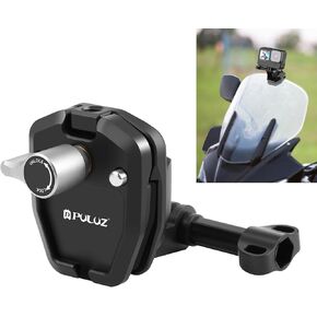 PULUZ Motorcycle Windshield Mount Clip for GoPro Hero12 Black 11 10/ DJI Osmo Action 4 Pocket 3 2 1/ Insta360 X4 X3 ONE X2 Ace Pro and Other Action Cameras Motorcycle Windshield Mounting Bracket