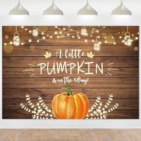 Avezano Fall Pumpkin Baby Shower Backdrop Fall Baby Shower Decorations Autumn Rustic A Little Pumpkin is on The Way Baby Shower Background 7x5ft