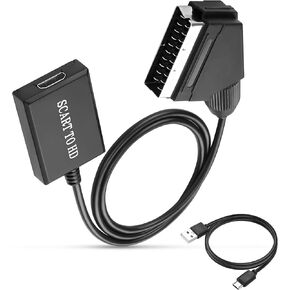 XMSJSIY SCART to HDMI Converter Cable 1080P/720P SCART Analog to Digital HDMI Female HD Video Audio Converter Adapter for CRT/VHS/DVD CVBS Play -0.7M/2.29FT