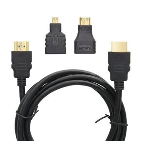 YACSEJAO 4K HDMI Cable with Micro & Mini HDMI Adapte 4.9ft/1.5m HDMI 1.4 HD Cable Set Used for All Kinds of HDMI Plug Conversion