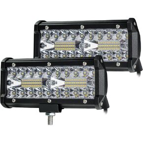 4WDKING 7 Inch Amber LED Light Bar, 2PCS 240W 24,000LM Offroad Fog Light Driving Light Pods with Spot Flood Combo Beam, Waterproof Led Work Lights Compatible for Jeep Pickup Truck Trailer ATV UTV