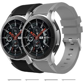 Band Compatible for Samsung Galaxy Watch 46mm Bands/Galaxy Watch 3 45mm/Gear S3 Classic/Gear S3 Frontier, 22mm Smart Watch Silicone Band for Women Men (2 PACK)
