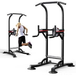 Pull Up Bar Station, Foldable Power Tower Dip Bar for Pull-up Push-up Home Gym Strength Training Workout Equipment