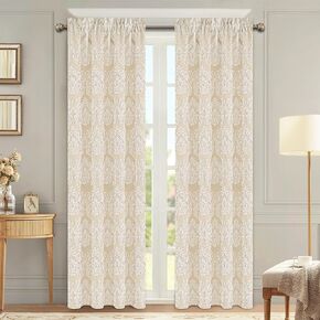 Loom and Mill Vintage Blackout Window Curtain Panels for Bedroom Living Room, Luxury Traditional Curtains 84 inches Long with Lining and Matching Tiebacks, Rod Pocket, (2 Panels, 52x84)