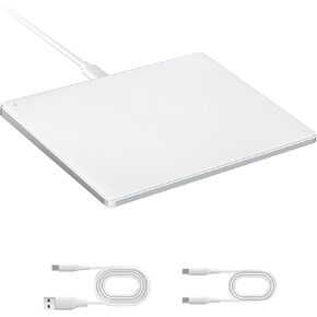 لوحة تتبع مطورة من سيندا، سطح زجاجي أملس مع خاصية اللمس المتعدد، لوحة لمس سلكية USB نحيفة من الألومنيوم لأجهزة Win/Mac مع ملاحة عالية الدقة لأجهزة الكمبيوتر التي تعمل بنظام Windows 10/11 وiMac، MacBook Air/Pro، أبيض in Kuwait