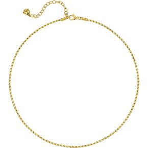 MEVECCO Gold Necklace for Women 18K Vacuum Gold Plated Mariner Chain Necklaces Flat Surface Laser Cut Chain Simple Choker Necklace for Her Jewelry Gifts