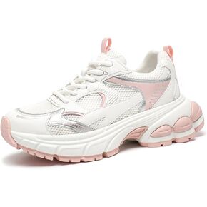 BEAU TODAY Womens Walking Shoes Fashion Platform Chunky Sneakers for Women Lace-up Casual Mesh Breathable Running Tennis Trendy Athletic Sneakers