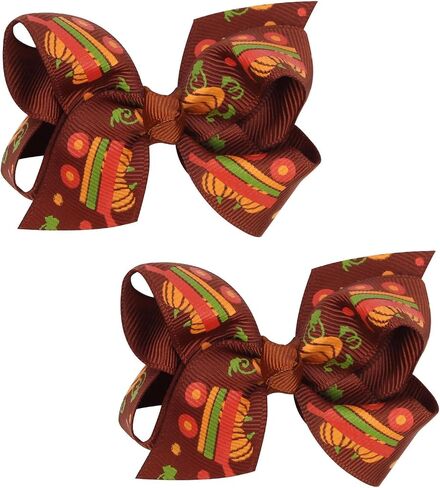 Baby Girl's 2 Pcs Halloween Bowknot Hair Clip Cartoon Printed Bowknot Hair Clip (Orange Spider) in Saudi Arabia