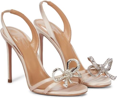 Vertundy Women's Slingback Heeled Sandals Slip On Stiletto Heels Open Toe High Rhinestone Bow Decoration Dress Party Wedding Elegant Shoes for Women in Kuwait