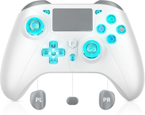 Gamrombo LED Light Up Wireless Controller Replacement for PS4 Controller Compatible with PS4/PS4 Slim/PS4 Pro/Windows PC,Built-in 1000mAh Battery, 3.5mm Audio Jack and Programming/Turbo Function in Saudi Arabia
