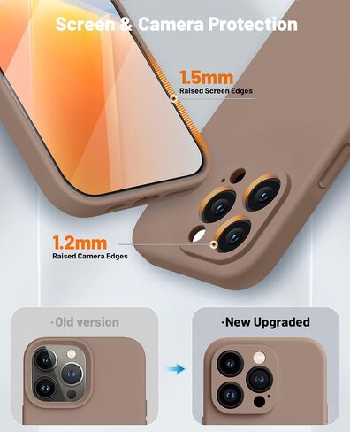 OTOFLY Designed for iPhone 14 Pro Max Case, Liquid Silicone Case with 2 Pack Tempered Glass Screen Protector, Upgraded Camera Protection, Anti-Scratch Soft Microfiber Lining, 6.7 inch (Light Brown) in Saudi Arabia