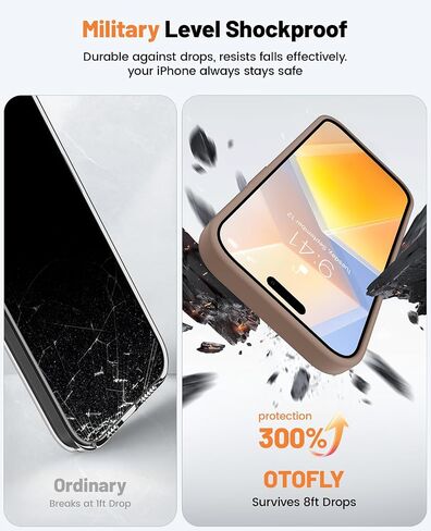 OTOFLY Designed for iPhone 14 Pro Max Case, Liquid Silicone Case with 2 Pack Tempered Glass Screen Protector, Upgraded Camera Protection, Anti-Scratch Soft Microfiber Lining, 6.7 inch (Light Brown) in Saudi Arabia