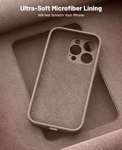 OTOFLY Designed for iPhone 14 Pro Max Case, Liquid Silicone Case with 2 Pack Tempered Glass Screen Protector, Upgraded Camera Protection, Anti-Scratch Soft Microfiber Lining, 6.7 inch (Light Brown) in Saudi Arabia