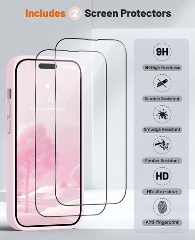 OTOFLY Designed for iPhone 14 Pro Max Case, Liquid Silicone Case with 2 Pack Tempered Glass Screen Protector, Upgraded Camera Protection, Anti-Scratch Soft Microfiber Lining, 6.7 inch (Light Brown) in Saudi Arabia