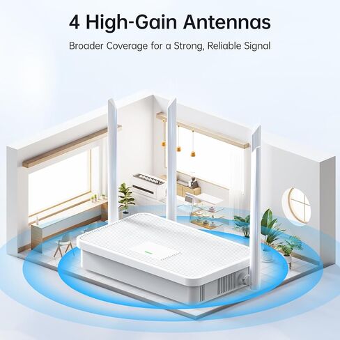 UeeVii AX1200 WiFi 5 WiFi Router, Dual-Band Gigabit Wireless Router Compatible with Wireless Bridge & AP, 1x WAN,3X LAN Ethernet Router Supports Guest WiFi, Parental Controls, OneMesh, AP Mode in Kuwait